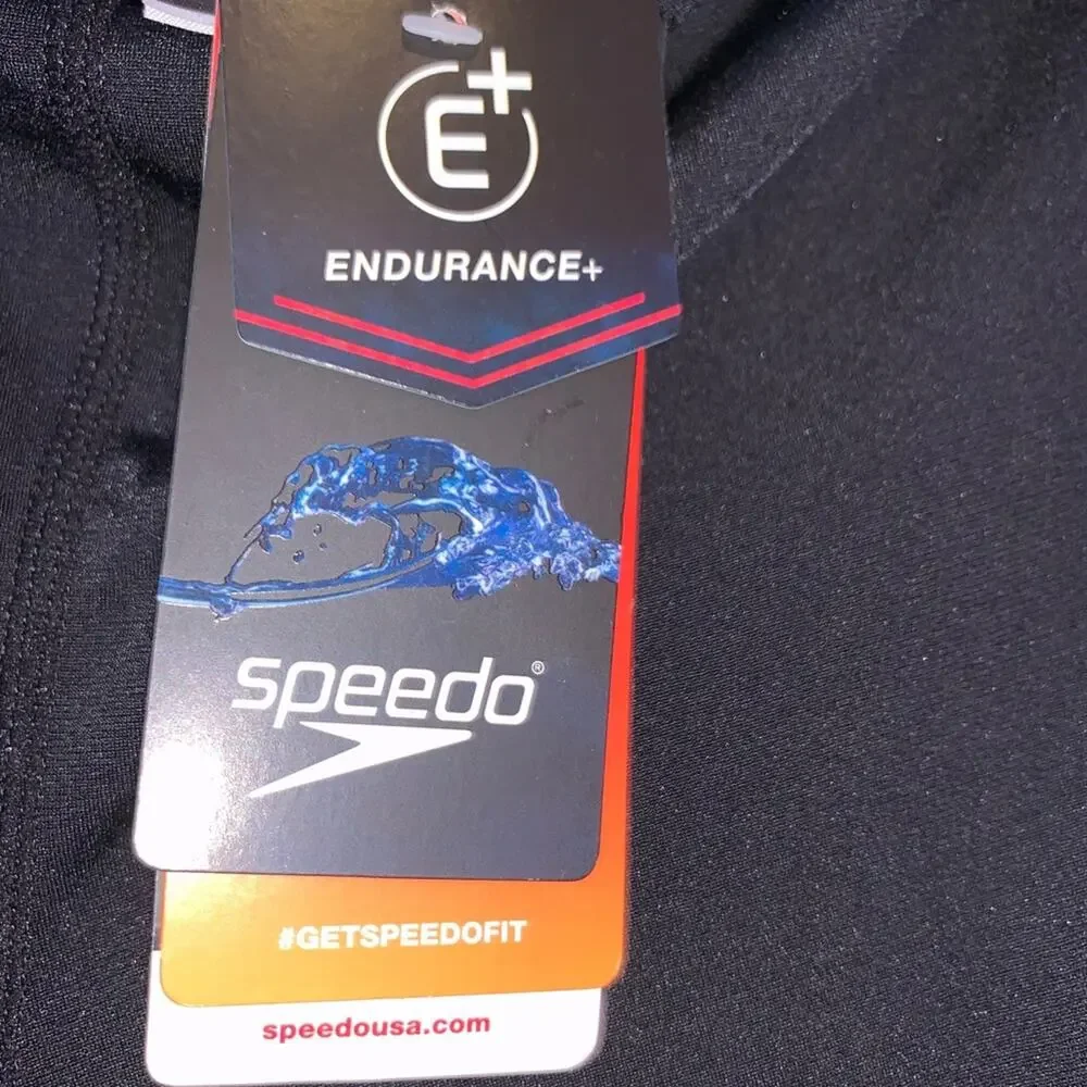 Speedo Endurance Jammer‎ Swim Shorts Size 32 NWT Black Blue Competitive Swimwear